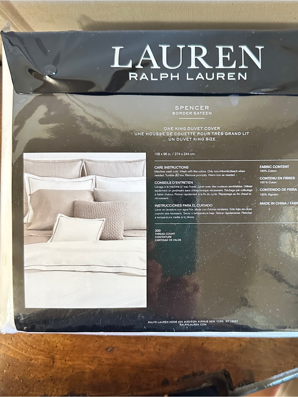 NIP Ralph Lauren Spencer King Duvet Cover White w Light Cornflower Blue Trim - Picture 9 of 11